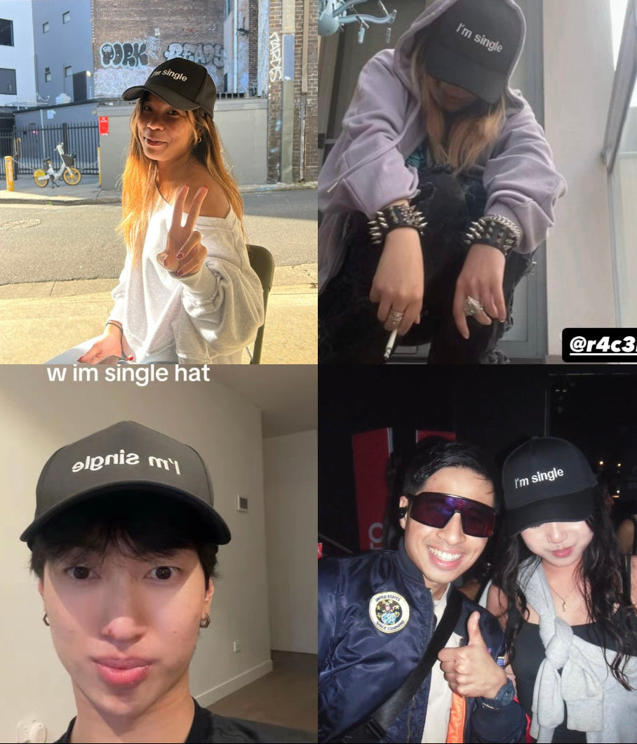 A four-panel collage showing the insingle og cap wearers